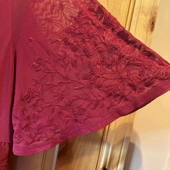 Torrid | Red Lace Sleeve Studio Knit Skater Dress | 2X - Picture 6 of 11